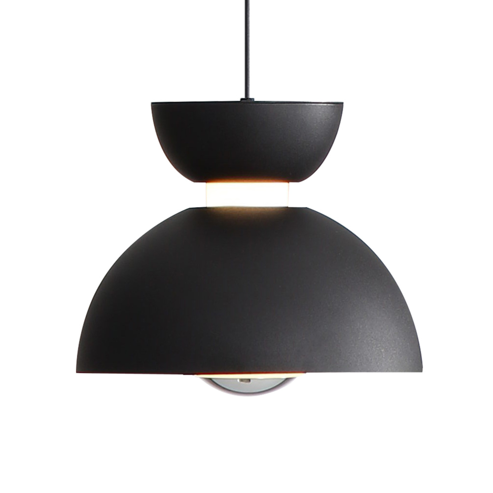 Wry Lighting Vintra Integrated LED Pendant in Sand Black and Chrome shade